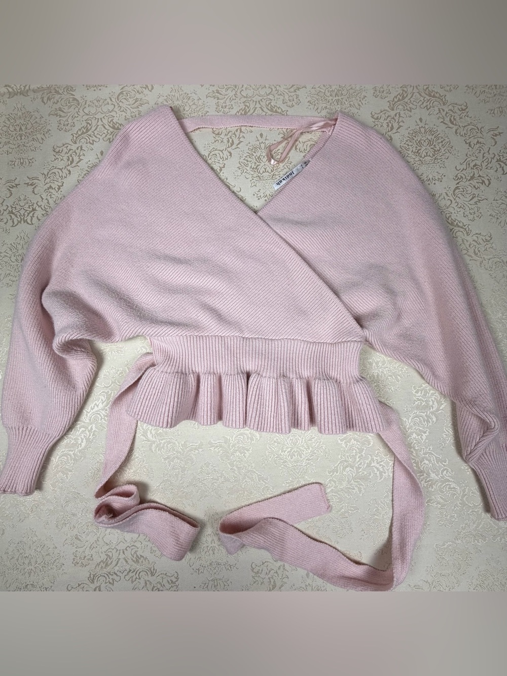 Indikah Soft Pink Sweater Top, Small, Belt